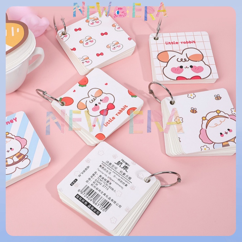 

NewEra Sticky Note Mini Notebook Loose Leaf Book Kecil Lucu Ring Book Notepad Buku Lingkaran Besi Kosong Hamster Dino Sticky Note Lucu