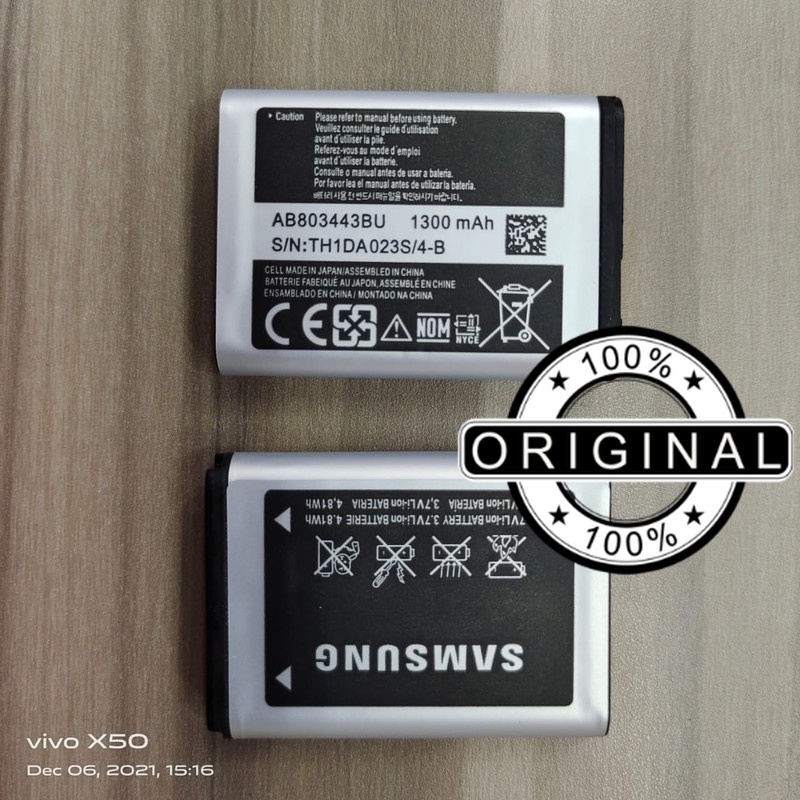 Battery Batere Batre Baterai Mcom Samsung Solid Xcover 2 C3350 II GT-C3350 AB803443BU AB803443BA Kap