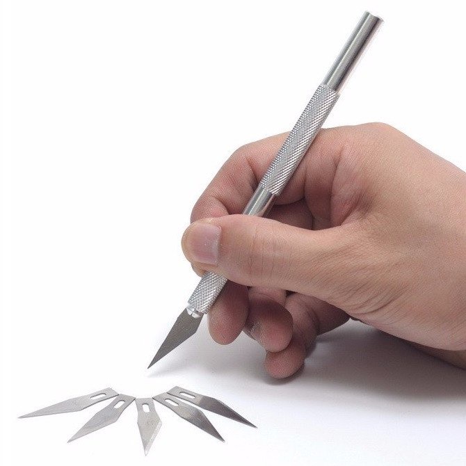 

Paket Pisau Potong Kertas Pisau Ukir Free Refill Pen Cutter Kecil Stiker Alat Pemotong Akrilik HPL PCB PVC Sheet Paper Cutting High Grade Metal Knife