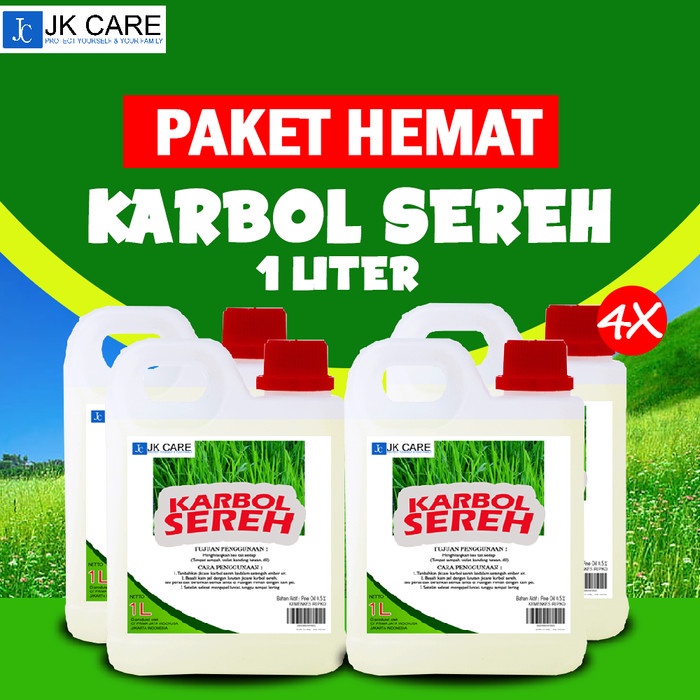 (PAKET HEMAT ) Karbol Sereh Antibacterial Premium 1 Liter - 4 pcs