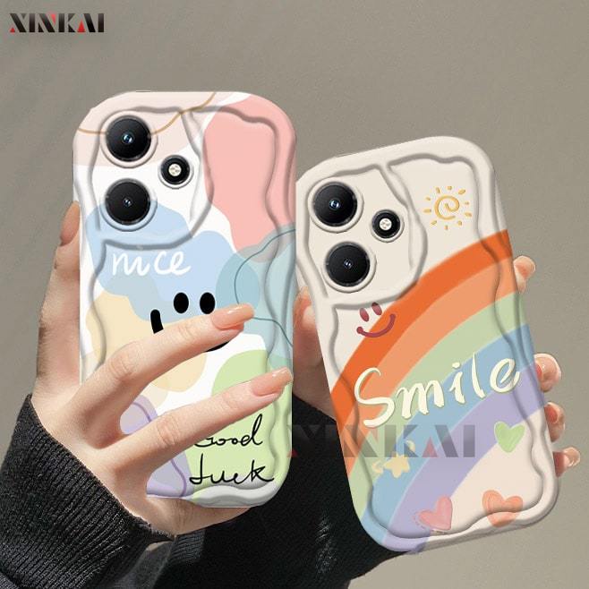 Casing hp Infinix Hot 30i Smart 8 Note 12 G96 Smart 7 Smart 6 Smart 5 Hot 20S Note 12 Pro 30 Play Hot 12 Play 11 Play 9 Play 10 Play Hot 10S Fashion Soft Case Smiling Face Color Block Rainbow Design Silicone Protection  Cover Xinkai