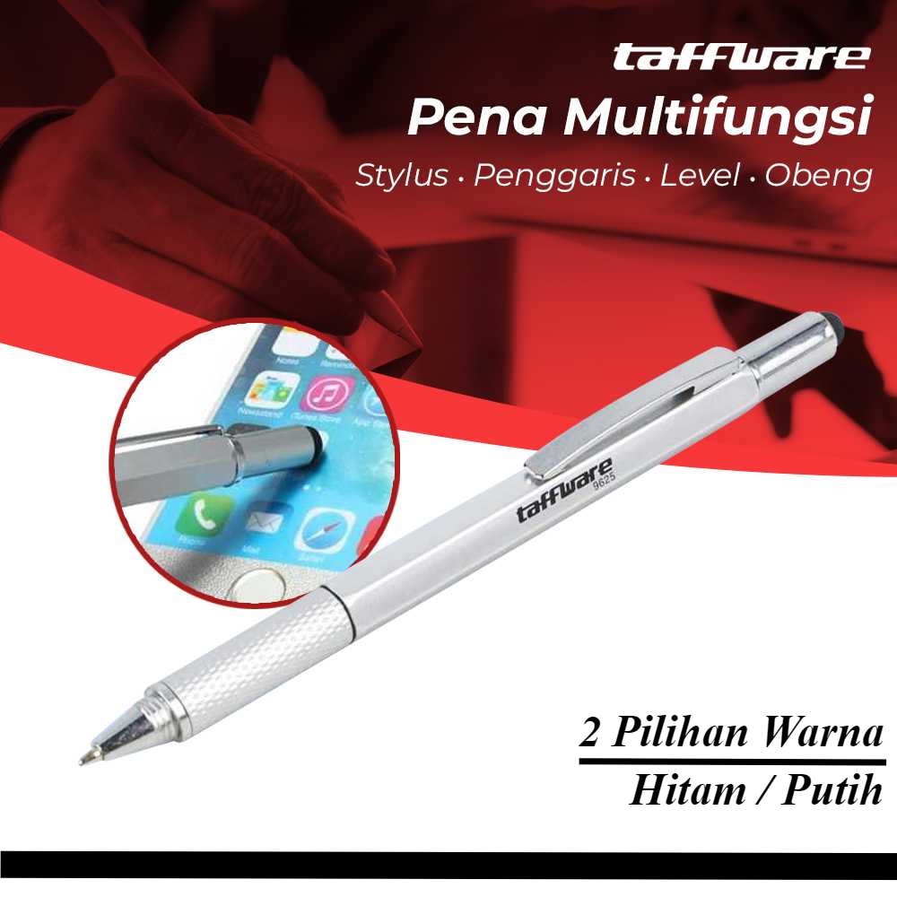 

Bolpoin Pulpen Pena Multifungsi Plastik Stylus Penggaris Waterpass Obeng Plus Minus Serbaguna - Taffware 9625 - Pen Multifungsi Stylus Hp Android Universal- Taffware Pena Multifungsi Stylus + Penggaris + Level + Obeng