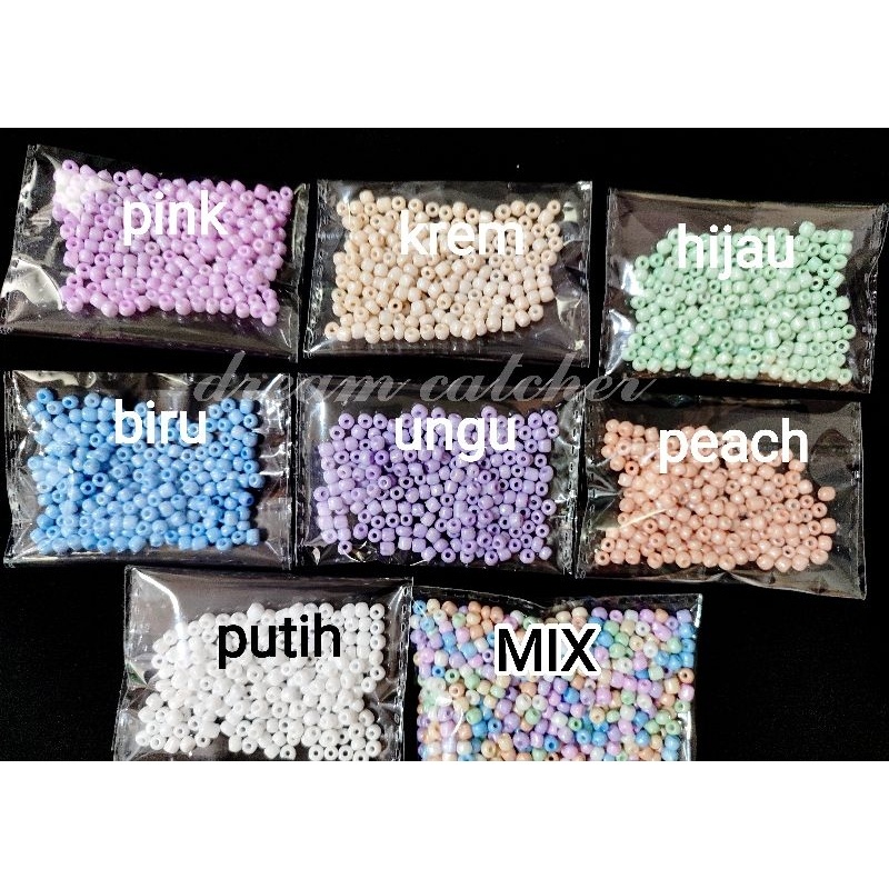 Manik manik BABY PASTEL MIX manik manik pasir mute pasir glassbeads gelang kalung aksesoris Termurah