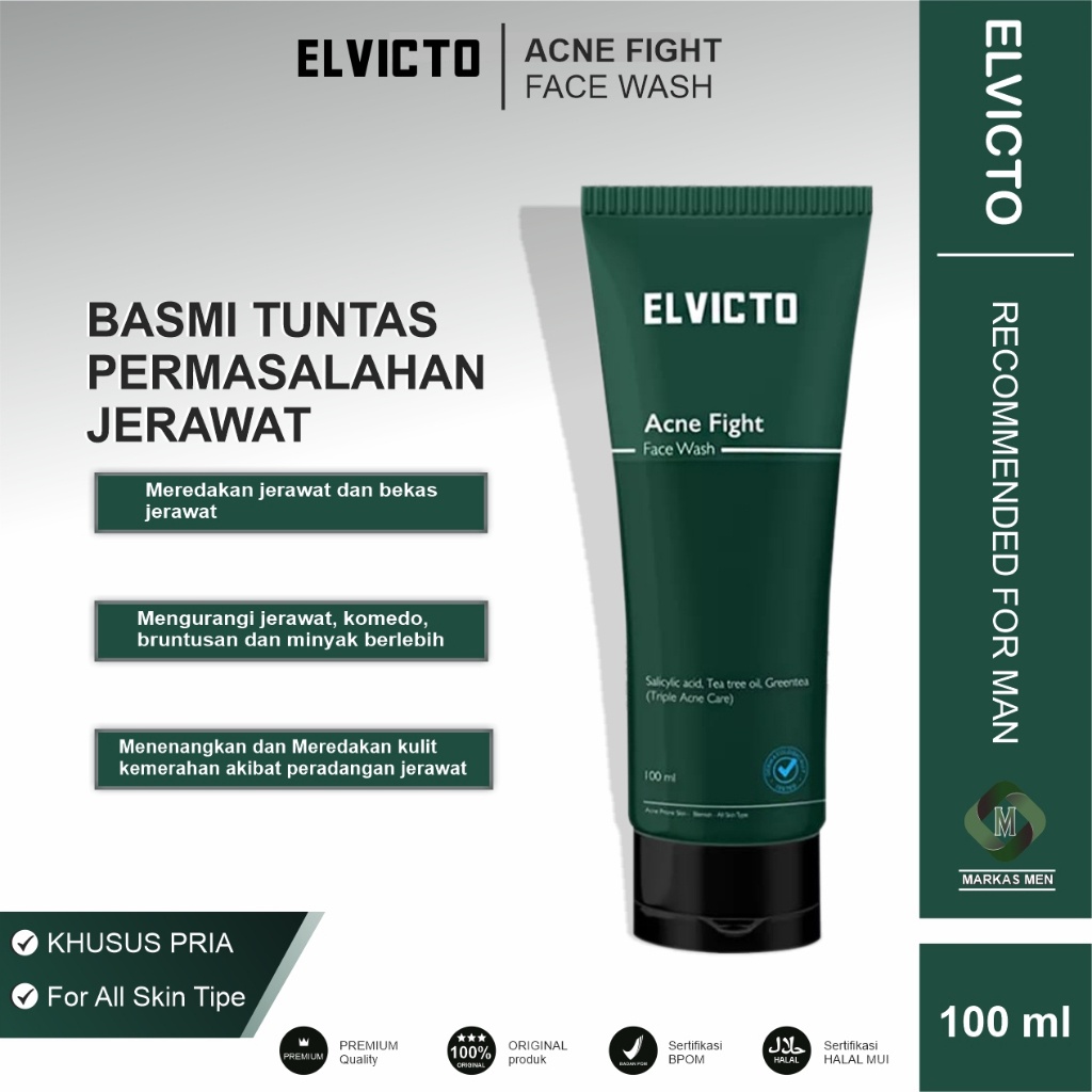 ELVICTO ACNE FIGHT FACE WASH - Pembersih Wajah Pria