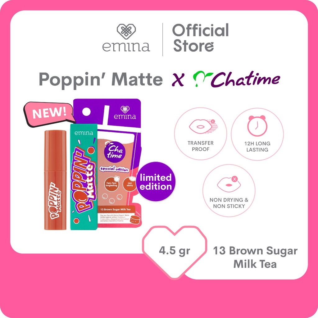 Emina Poppin' Matte x Chatime Edition 4.5 g