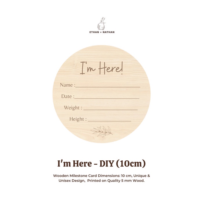 

NS76 Wooden Milestone Card Ethan + Nathan / Name Plaque - Im HereDIY10cm