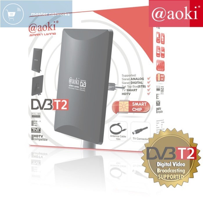 Aoki AT-3000 Antenna TV Indoor Outdoor Digital Booster Antena Televisi