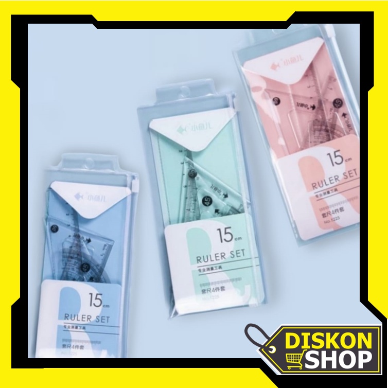 

Diskon Shop - S6135 Set Polos Menggambar / Perlengkapan Sekolah Menggambar Motif Polos / Penggaris Set 4 In 1 / Penggaris Bening Polos