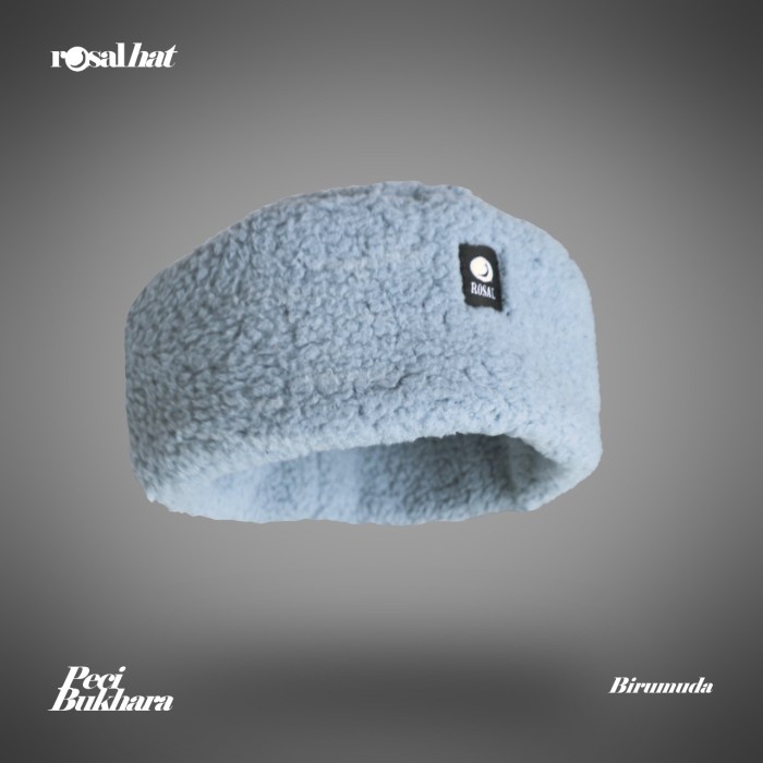 ROSAL Peci Bukhara Peci Bulu Rusia Khabib Nurmagenov Kopiah Muslim - Biru Muda