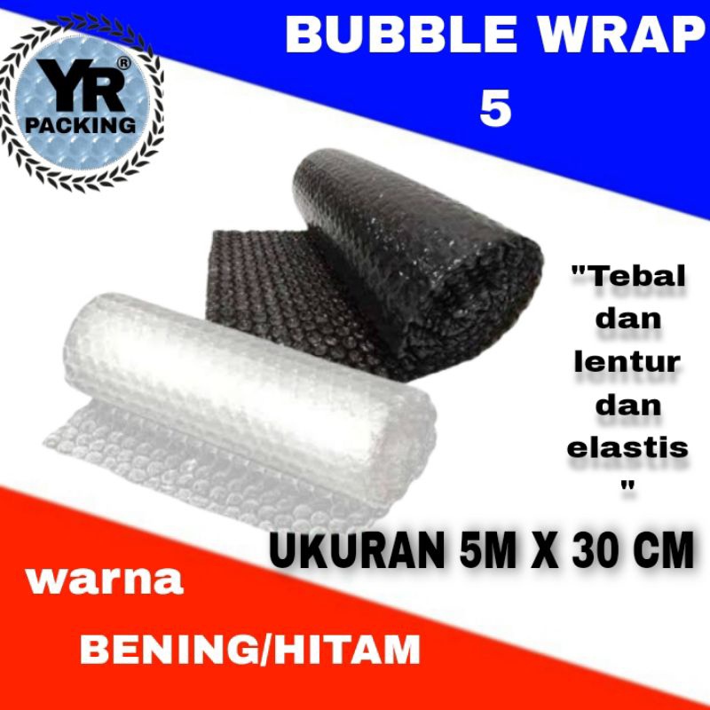 

Bubble wrap 5mx30cm tebal bening/hitam