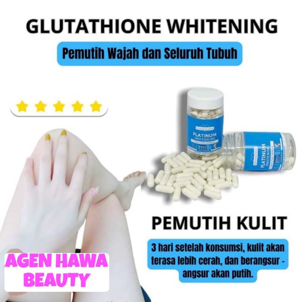 Platinum Whitening Suplemen Pemutih Tubuh Kapsul Pemutih Badan Permanen Obat Capsule Glutathione Kul