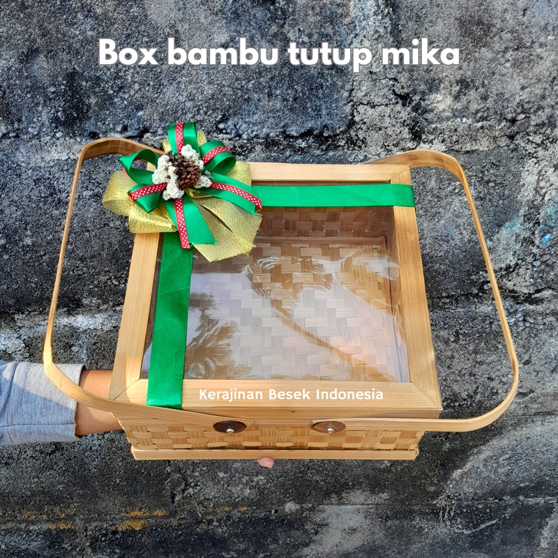 

GROSIR BISA COD BOX BINGKISAN NATAL Parsel kotak tutup mika hias pita Hampers natal Parsel natal Goodie bag Box kue kering