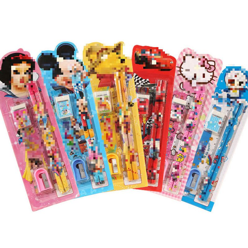 

MCC Stationery Set 5 in 1 Alat Tulis Anak Sekolah Penghapus penggaris Pensil Serutan Karakter Lucu Import