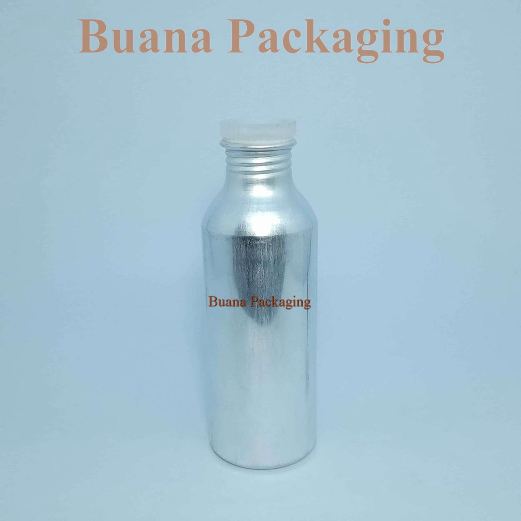 Botol Alumunium 250 Ml Silver Chrome Tutup Luar Dalam / Botol Alumunium / Botol Parfum / Botol Bibit