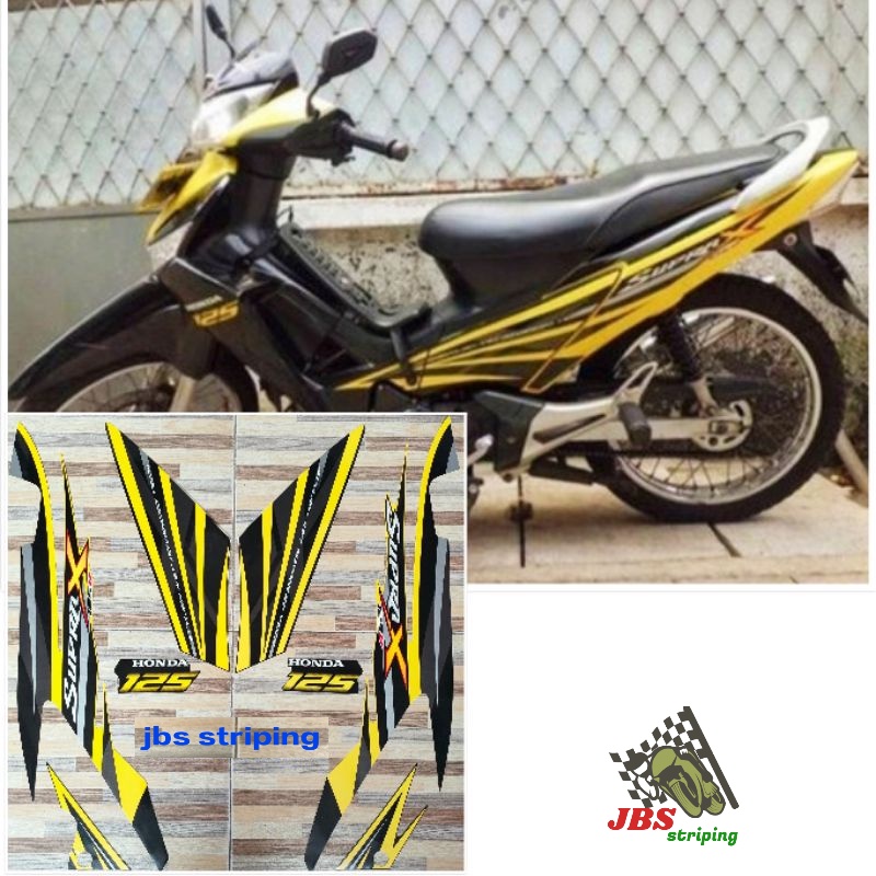 stiker supra 125 d striping  Honda Supra X 125 D hitam kuning tahun 2008 2009 list body supra 125d