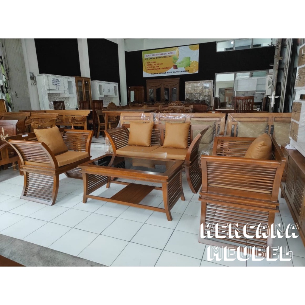 Kursi Tamu Gamma Kayu Jati Minimalis Modern kayu Jati ukir