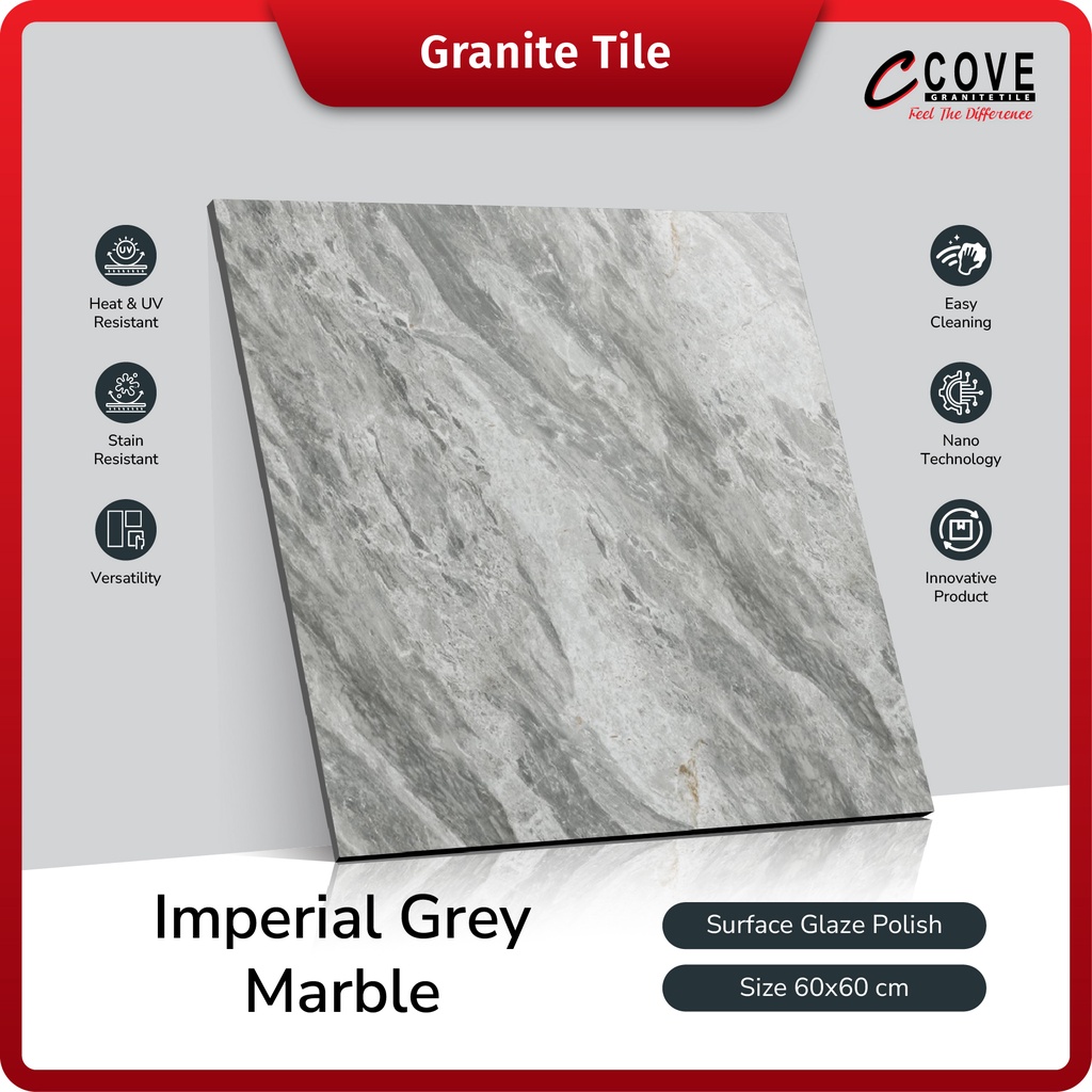 Cove Granite Tile Imperial Grey Marble 60x60 Granit Lantai Dinding