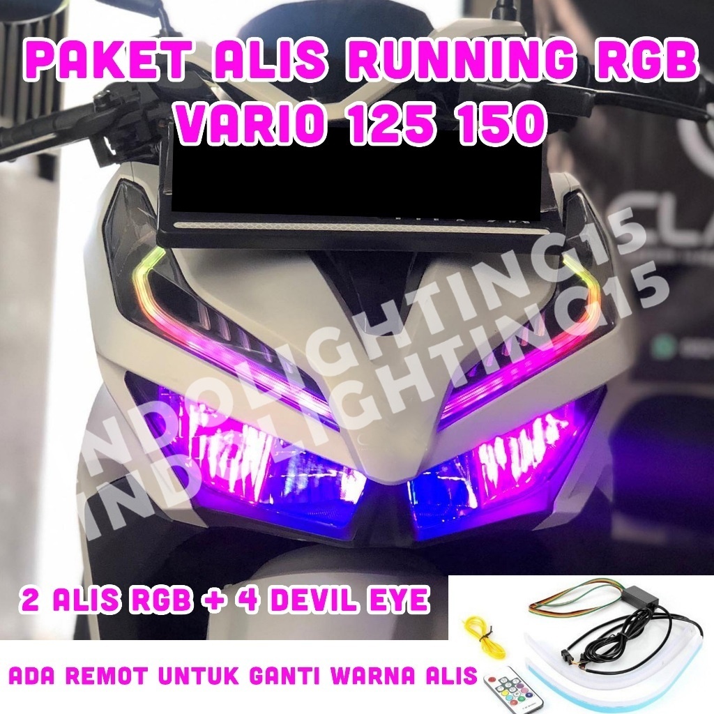 LED ALIS RUNNING RGB VARIO 125 / 150  BONUS DEVIL EYES LAMPU ALIS DRL RUNNING