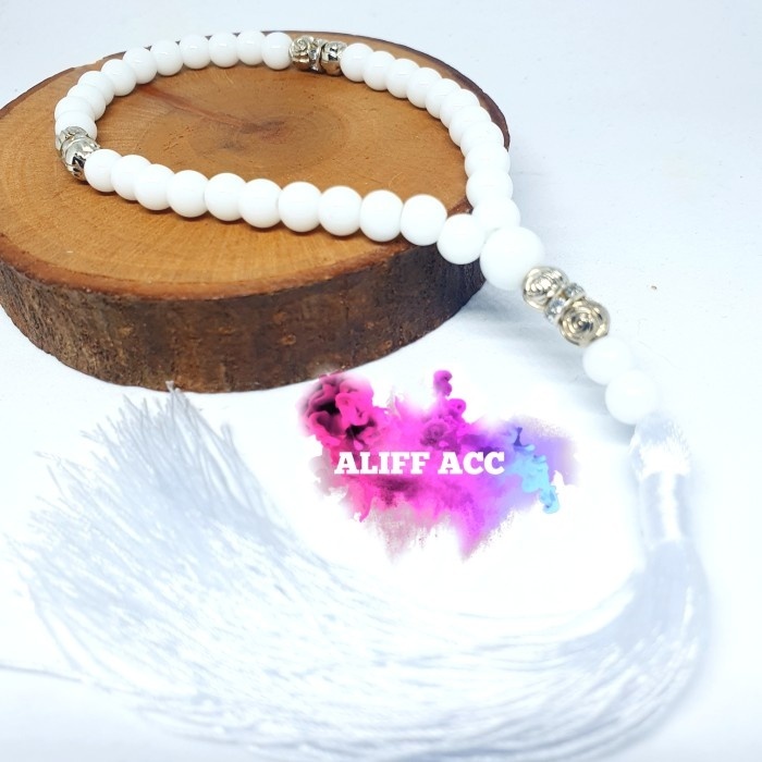 TASBIH BATU GIOK PUTIH 6 MM 33 BUTIR