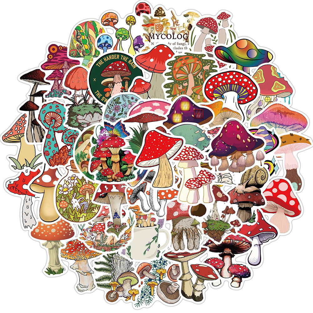 

10/30/50PCS Cartoon Mushroom Plant Graffiti Stickers Cute Travel Skateboard Suitcase Guitar Luggage Laptop Funny Sticker Decals