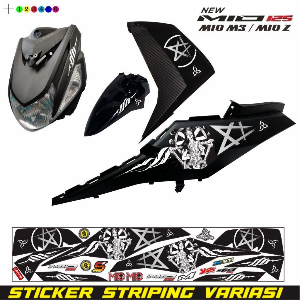 VARIASI STRIPING MIO M3 HITAM VARIASI MIO Z HITAM MOTIF SIMPLE BINTANG