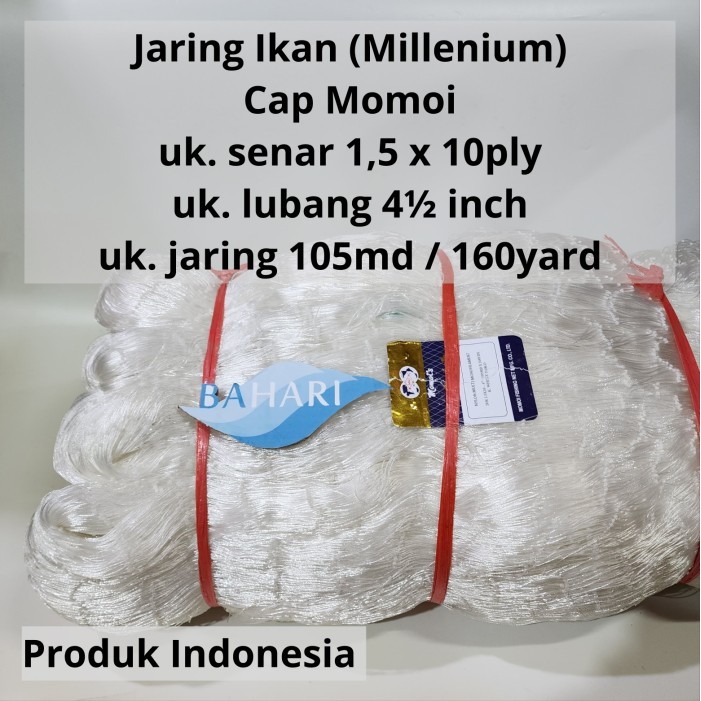 Jaring Ikan Momoi Millenium 10ply - 4 1/2" 105/160 (Multi Monofilament Net benang 1,5G 10ply)