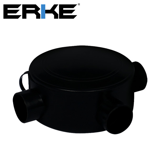 T Doos 3/4 Hitam Cabang 3 ERKE - Tee Dus Kotak Sambungan Pipa Kabel Listrik 20mm (A)