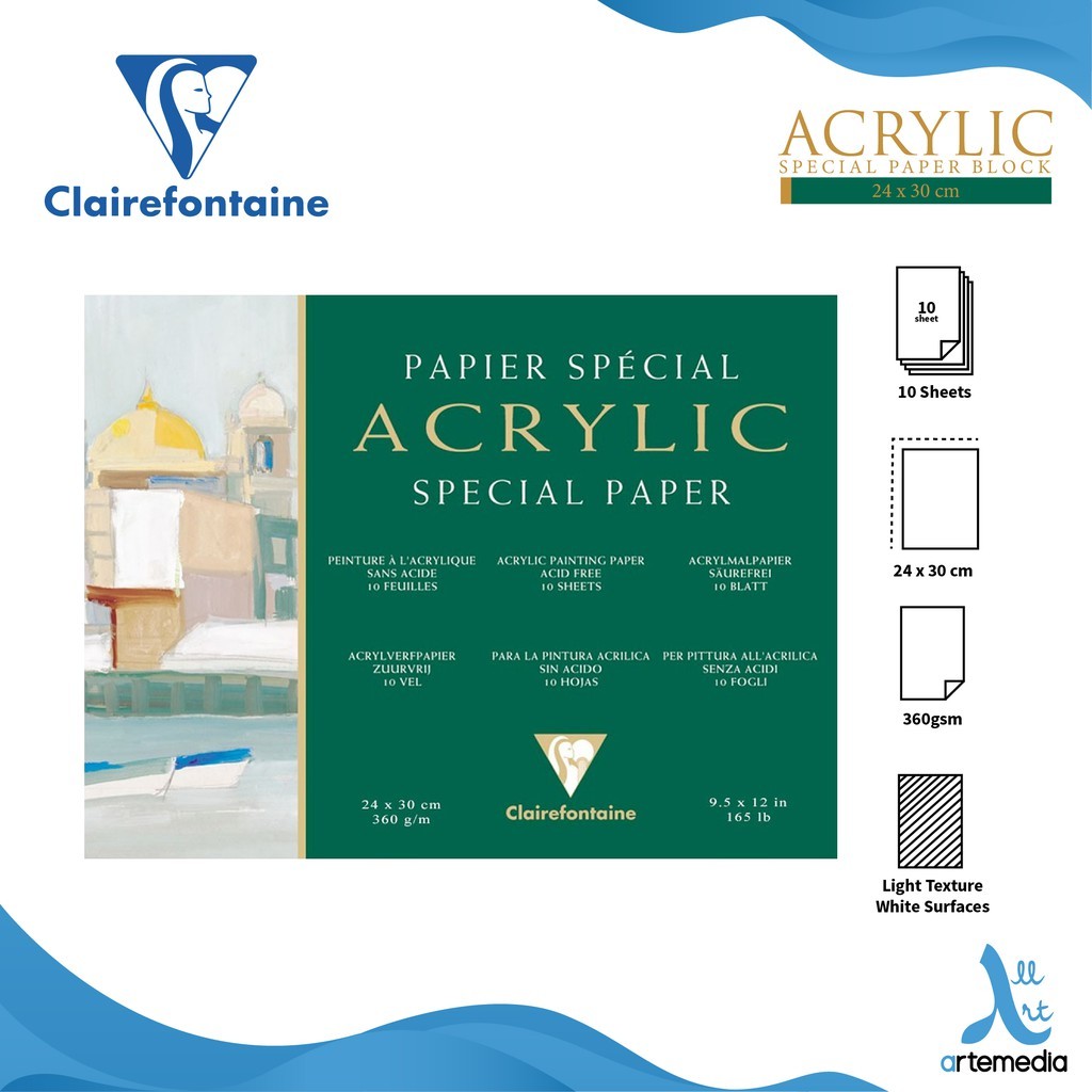 

Gramedia Surabaya - Clairefontaine Acrylic Paper 24x30cm Paper Block