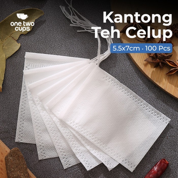 

One Two Cups Kantong Teh Celup Kosong Teabag Non Woven 5.5x7cm 100 PCS - T110 - White