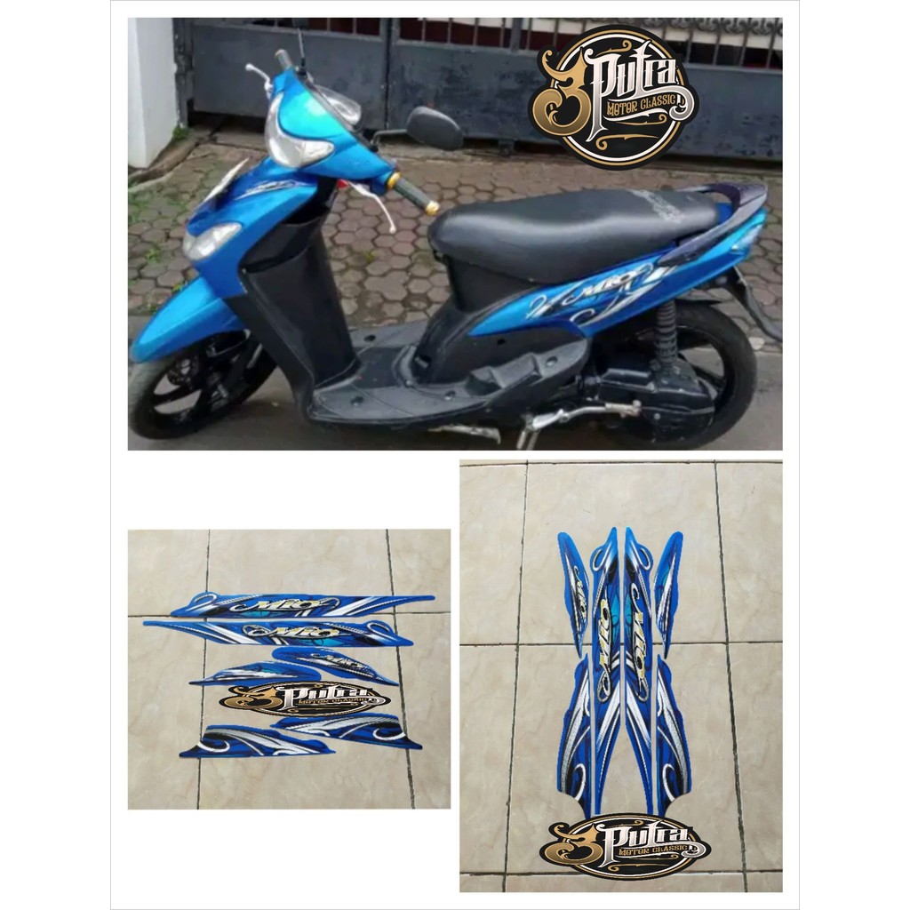 STIKER STRIPING LIS BODY YAMAHA MIO SMILE 2010 2011 WARNA BIRU STANDAR