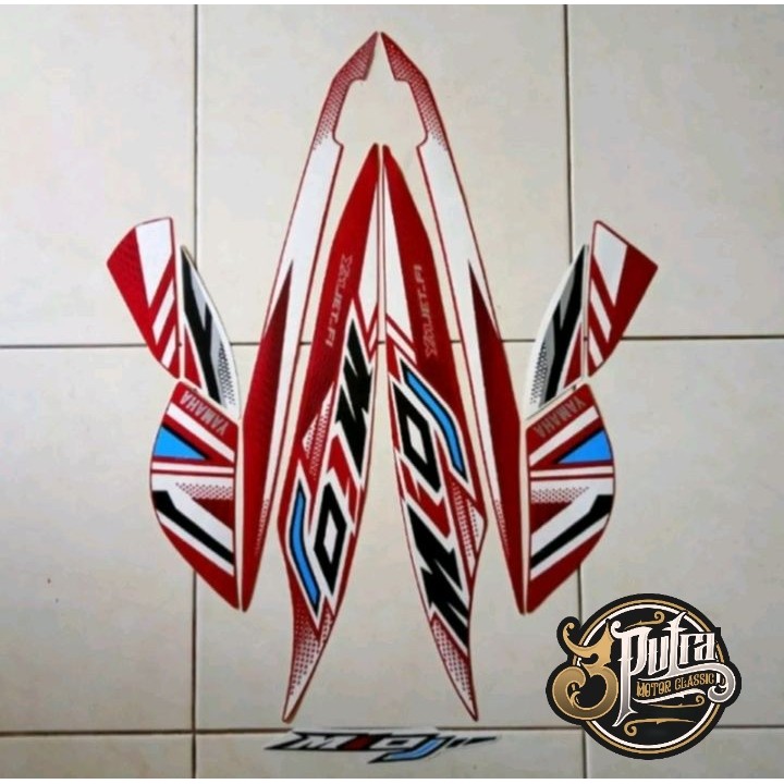 STIKER STRIPING LIS LIST BODI MOTOR YAMAHA MIO J 2012 MERAH STANDAR