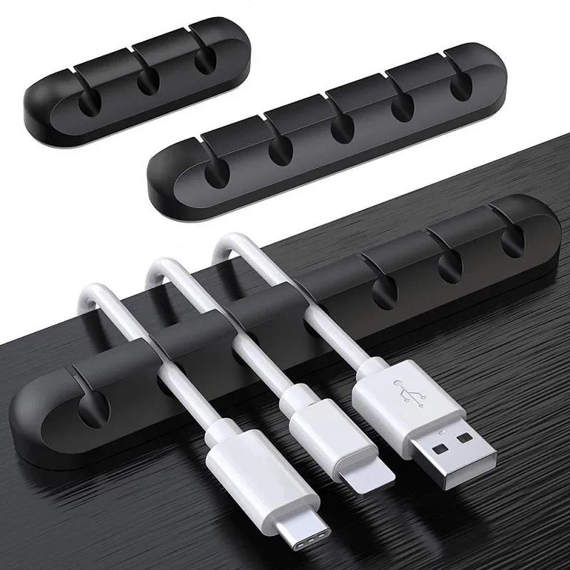 

3/5/7 Clips Adhesive Cable Winder Desktop Wire Earphone Cable Holder Desk Organizer Stationery Office Supplies Material Escolar