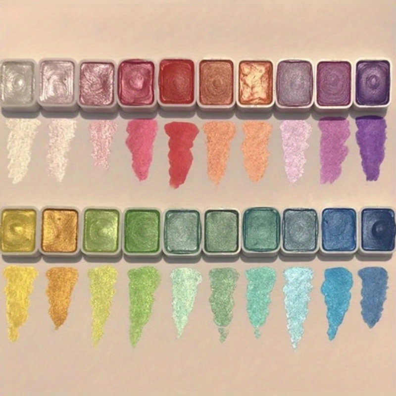

20-Color Metal Watercolor Painting Set, New Portable Box With Sparkling Pearl Solid Watercolor Painting, Art Supplies