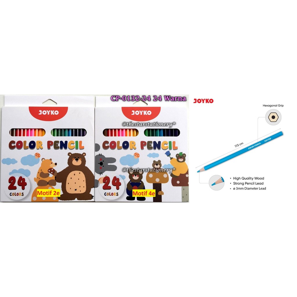 

(1 Set) Pensil Warna JOYKO CP-0132-24 24 Warna Panjang / Color Pencil Pensil Warna Joyko CP-0132