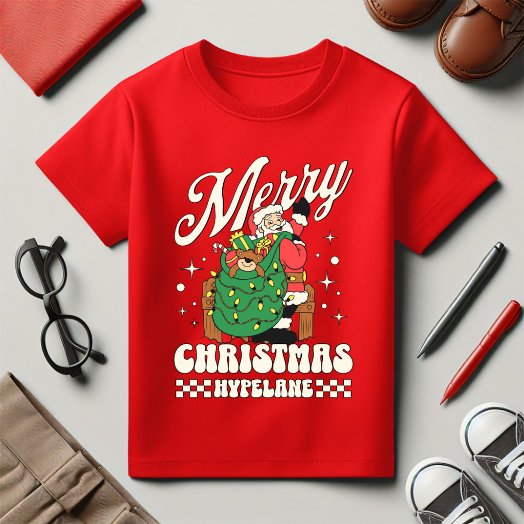 Baju Kaos Natal Anak Laki Laki dan Perempuan Karakter Santa Claus Christmas Lucu Umur 1 - 10 Tahun