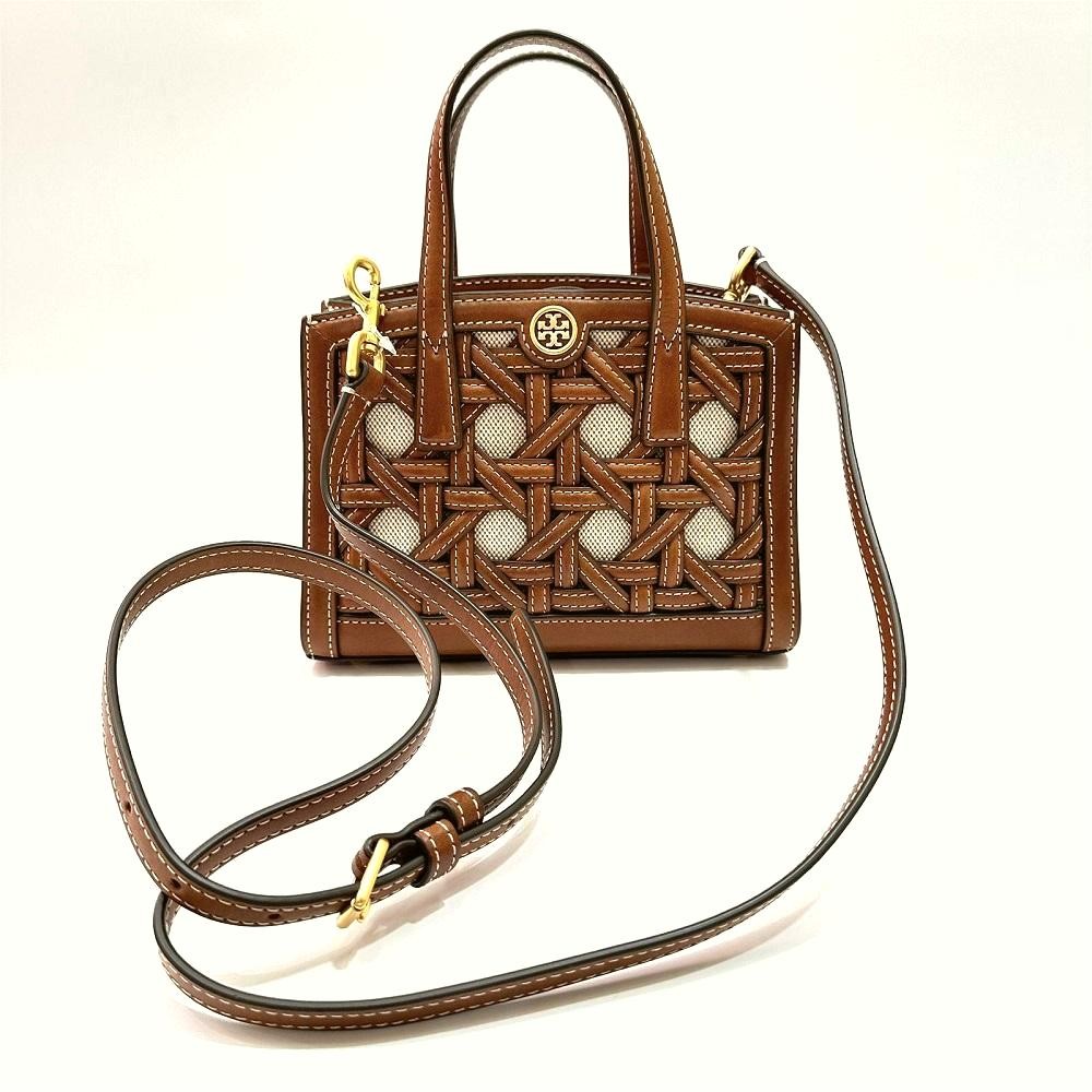 Tory Burch Walker Basket Mini Tote in Brown Weave