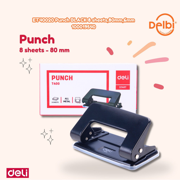 

PEMBOLONG PLONG KERTAS PUNCH DELI ET40020 Punch BLACK 8 sheets,80mm,6mm DELI PEMBOLONG KERTAS LUBANG PE LUBANG PENGLUBANG KERTAS