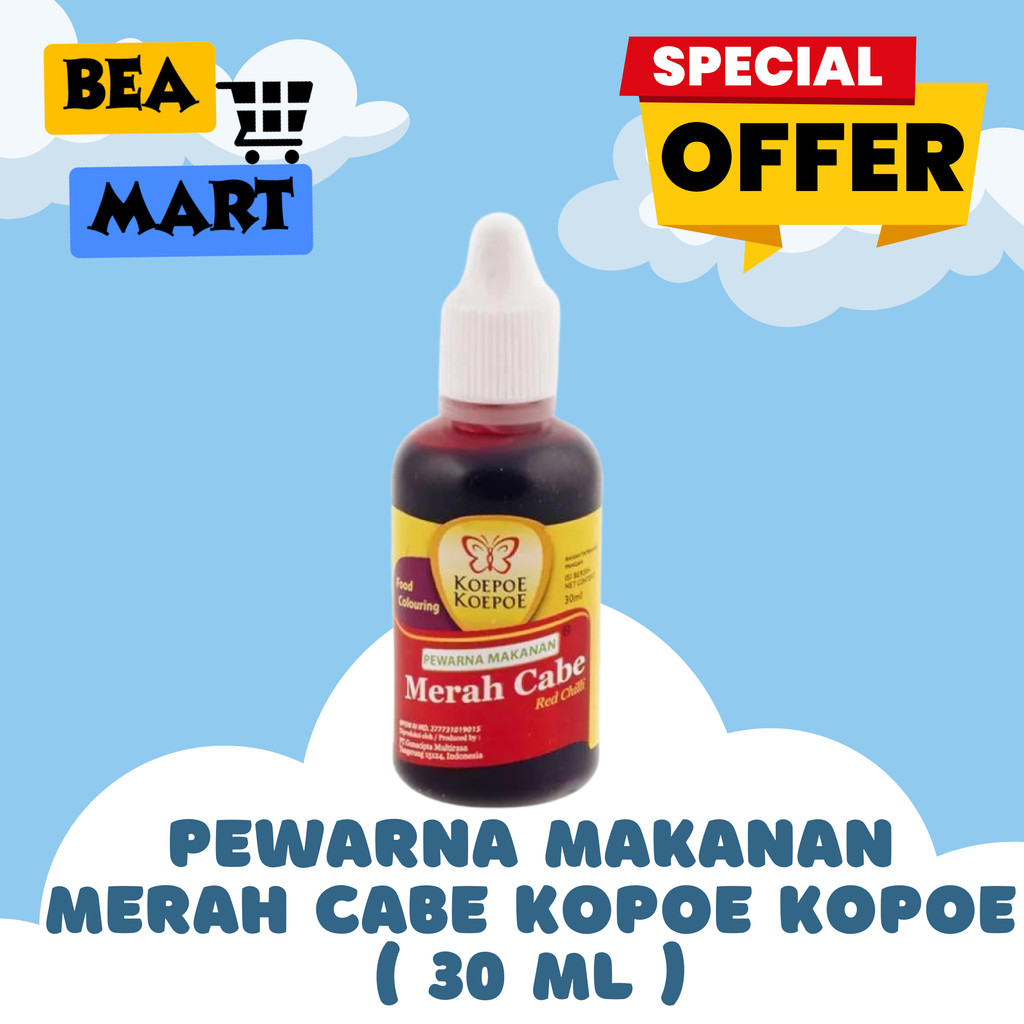 

Pewarna Makanan Kupu Koepoe Merah Cabe 30 ml | Food Coloring 30ml