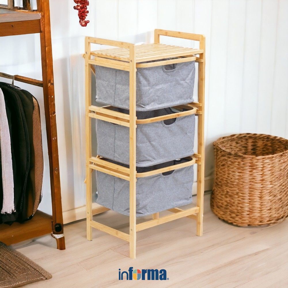 Informa Levy Rak Penyimpanan 3 Tingkat - Abu-Abu Organizer Serbaguna Tempat Simpan Barang Multifungs