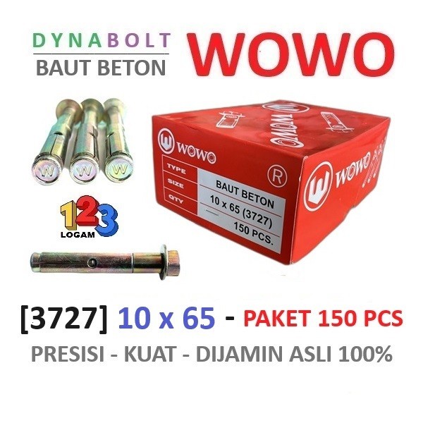 150 Pcs - DYNABOLT 10 x 65 [3727] Wowo - Baut Beton Panjang 6,5 cm