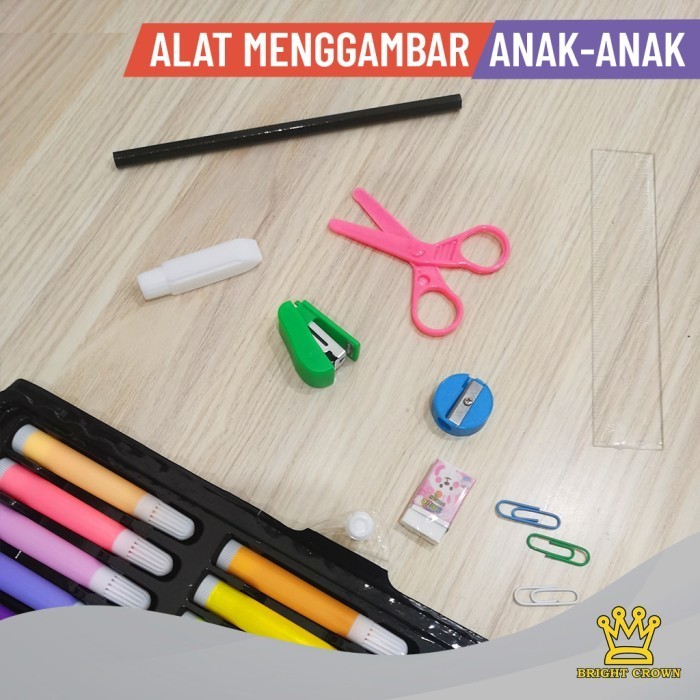 

Bright Crown Crayon Set isi 150 pcs Pensil Warna Crayon set - Biru