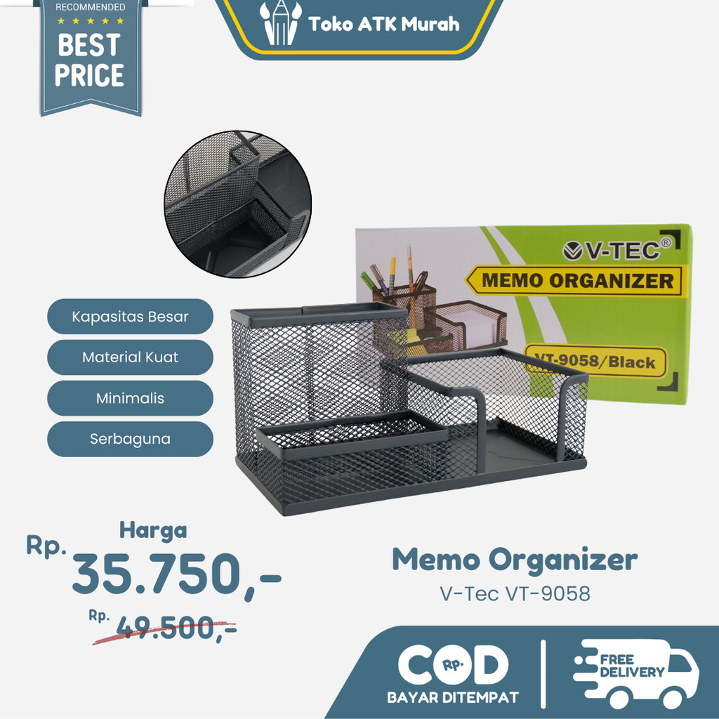 

Desk Set V-Tec VT-9058 Memo Organizer Pen Holder - Tempat Alat Tulis 3 Sekat