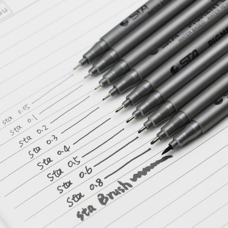 

School Brushes STA Sketch Markers Art Markers Various Sizes Board Pigment Lining Water-Based Drawing Handwritten Letters