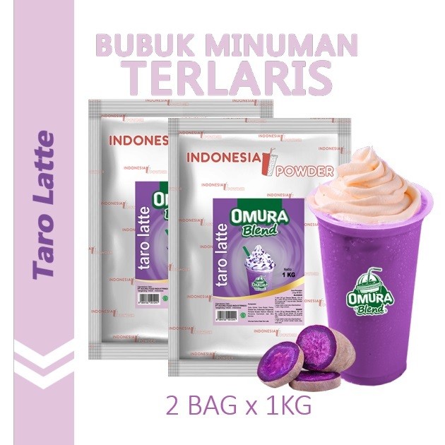 

[SDW] pekanbaru/[Bundle 2Bag x 1Kg] Rasa Taro Latte Bubuk Minuman Premium Merk Omura Blend (Mix Gula)