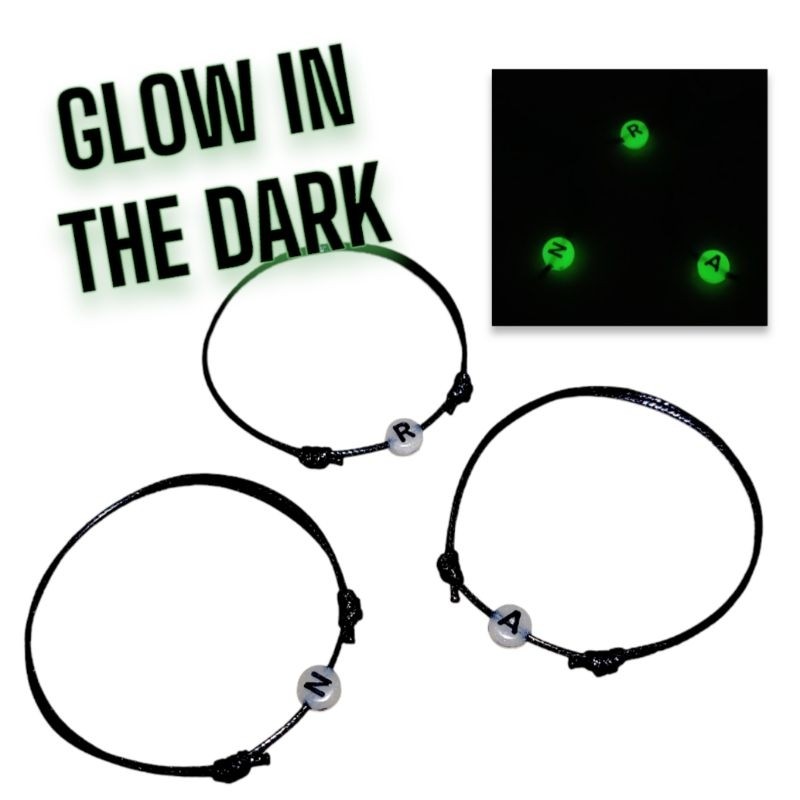 GELANG GLOW IN THE DARK GELANG COUPLE BISA NYALA HURUF INISIAL NAMA
