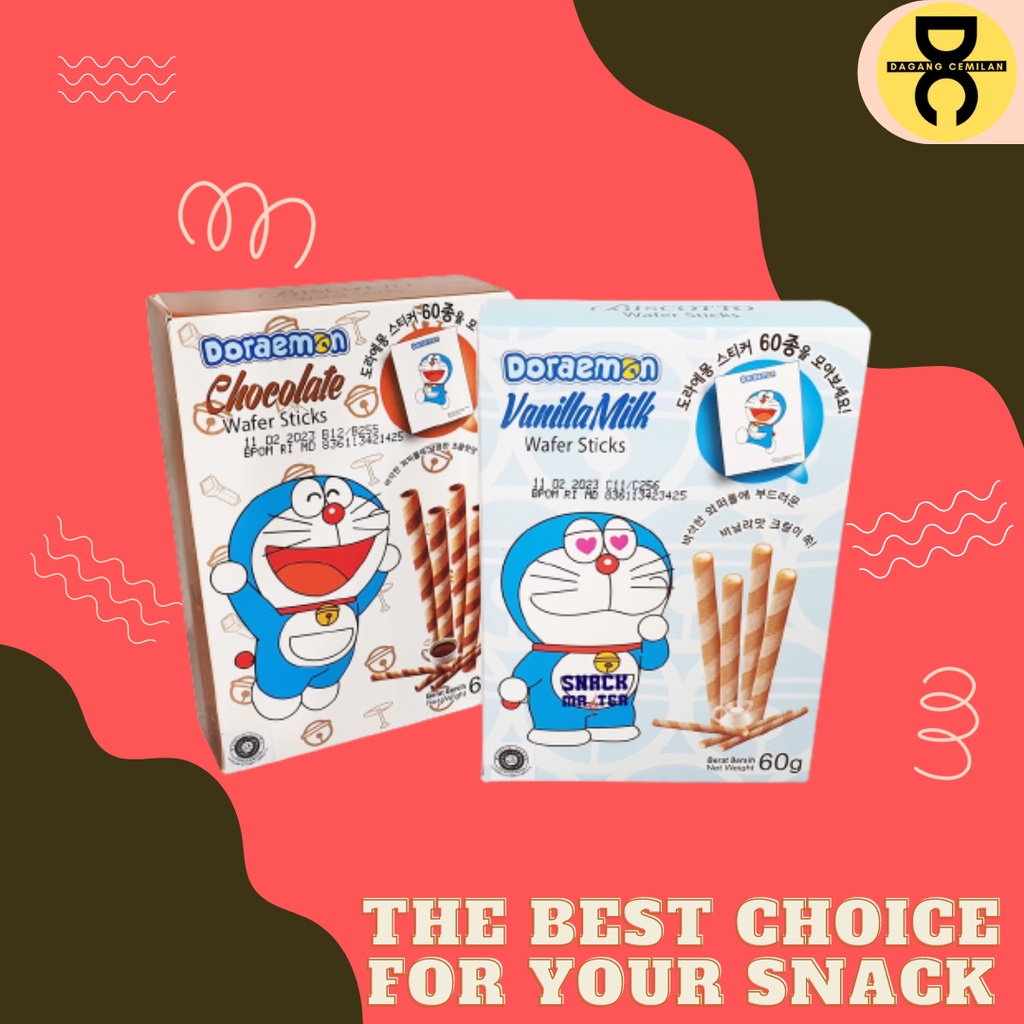 

DC-BISKITOP DORAEMON 60g Rasa Coklat Vanilla Milk Biskuit Anak Lebaran Biscuit Waffer Stick Roll Murah