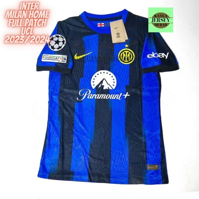 JERSEY BOLA PLAYER ISSUE INTER MILAN HOME 2023 2024 FULL PATCH TOP QUALITY