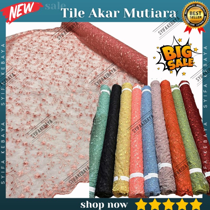 Kain Tile Akar Mutiara. Bahan Kebaya Brukat Brokat Meteran Murah Lace - tile polos