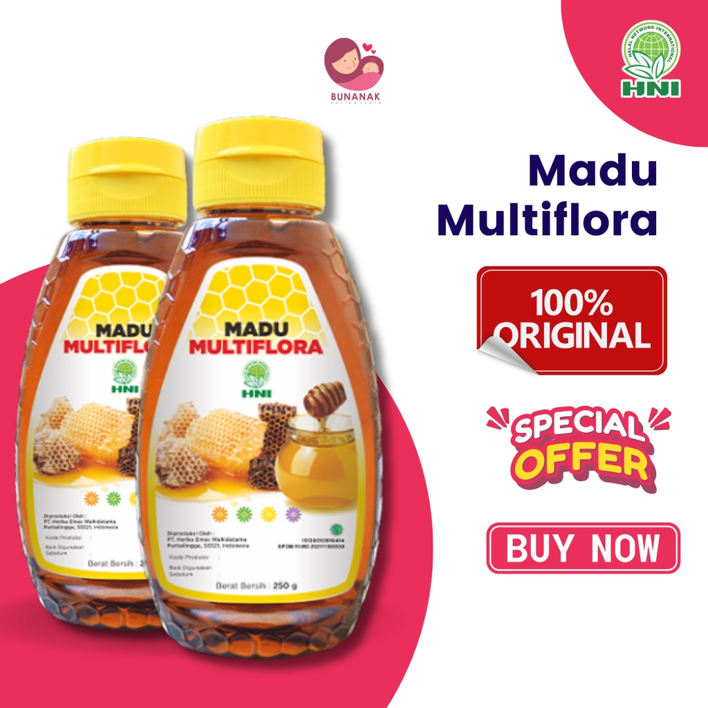 

MADU ASLI MULTIFLORA - Madu Asli Murni Bukan Campuran -HNI BPOM - Produk Herbal