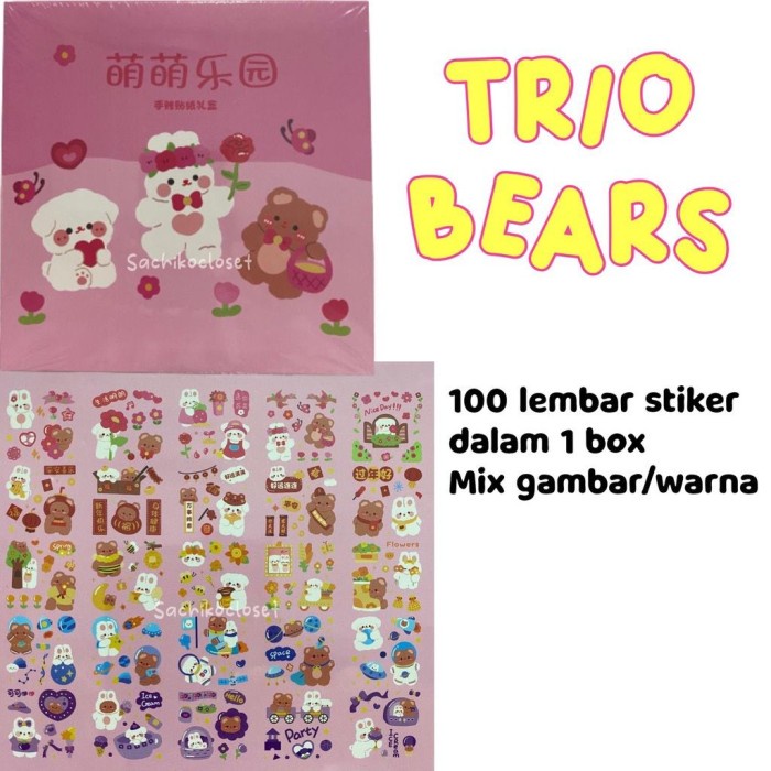 

larva_mart1 [Bisa COD] Momo stiker 100 lembar karakter kartun anak lucu perempuan - Bunny Bear